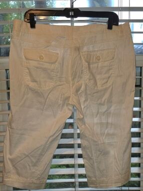 White Cotton (Linen Like) Bermuda Shorts - 16" Lenght